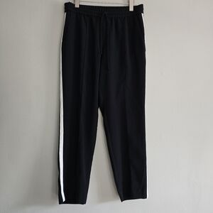 Forenza Black Track Pants with White Stripe, Medium